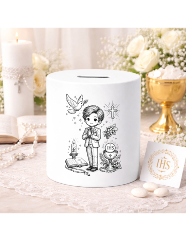 Skarbonka na Pierwszą Komunie Świętą personalizowana dla chłopca