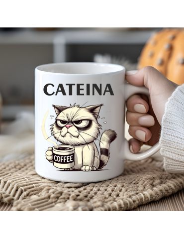 Kubek z kotem cateina kot z kawą biuro