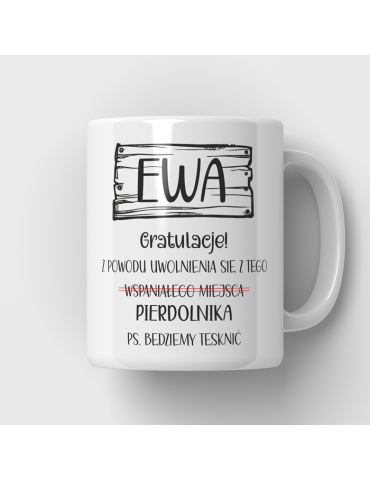 Kubek "Gratulacje " na odejście z pracy z dowolnym imieniem