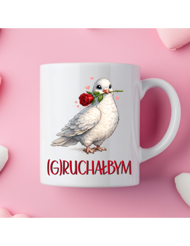 Kubek na walentynki z gołębiem "Gruchałbym"