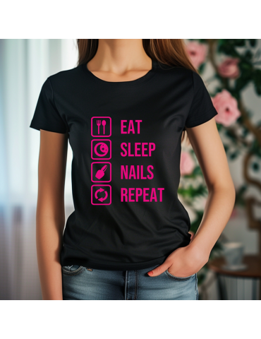 Koszulka eat sleep nails dla stylistki paznokci