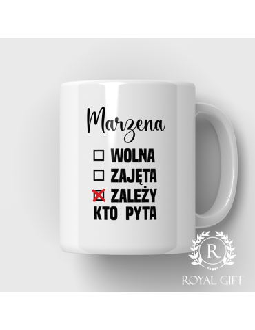 Kubek wolna, zajęta, zależy kto pyta z imieniem