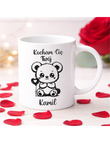 Kubek na walentynki kocham cię Twój miś z imieniem
