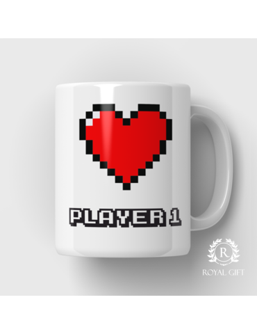Kubek walentynki dla graczy Player serce piksel czerwone