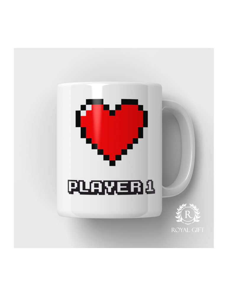 Kubek walentynki dla graczy Player serce piksel czerwone