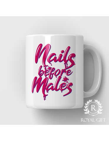 Kubek dla stylistki paznokci z napisem Nails Before Males