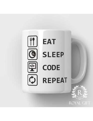 Kubek dla informatyka EAT SLEEP CODE REPEAT