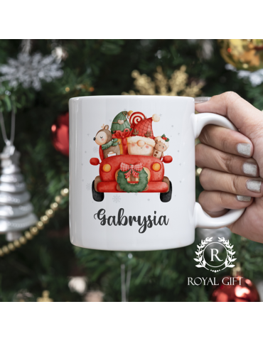 Kubek Świąteczny z autem + imię